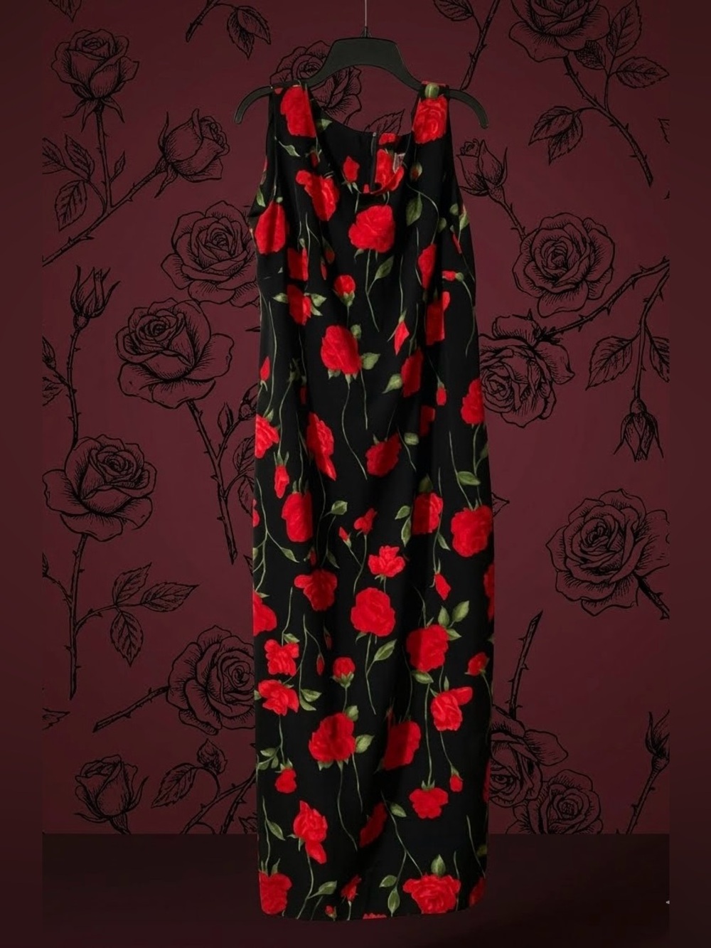 Vintage 90s R and K Originals Rose Print Maxi Dress